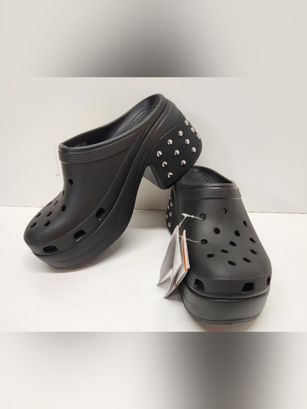 NWT Crocs Siren Black Studded Goth Platform Iconic Comfort Clogs size 10/12